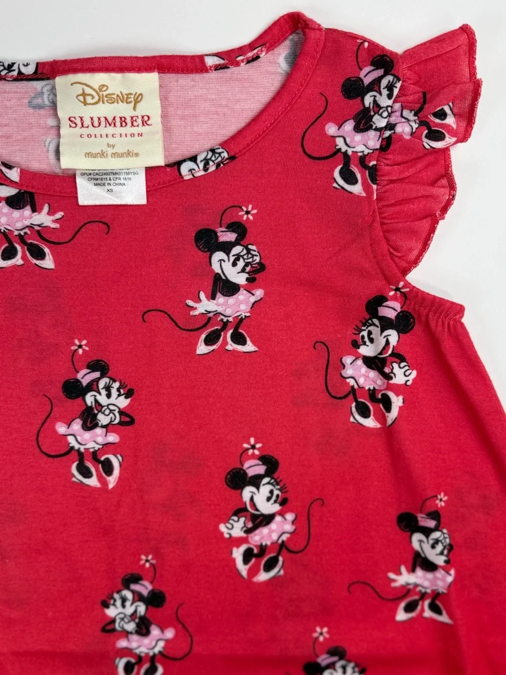 Disney Slumber Collection x Munki Munki Girls' Minnie Mouse Red Pajama Dress